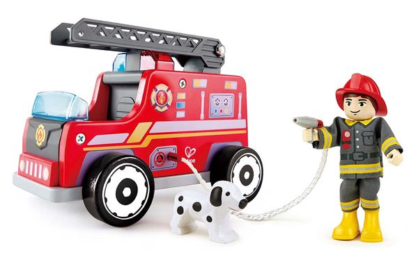 HAPE Feuerwehr-Trupp (Auto, Feuerwehrmann, Hund), LxBxH: 20 x 11, 7 x 15 cm, ab 3 Jahre HAPE Feuerwehr-Trupp (Auto, Feuerwehrmann, Hund), LxBxH: 20 x 11, 7 x 15 cm, ab 3 Jahre