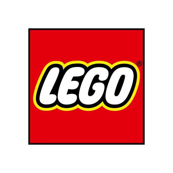 lego, markenlogo, rotes quadrat, Wortmarke, gelbe Umrandung