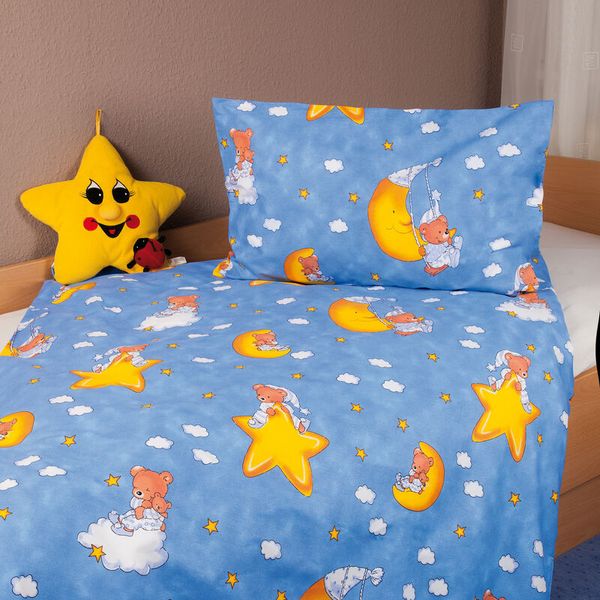 Bettwäsche, Kindermotiv, Sterne, Mond, Wolken