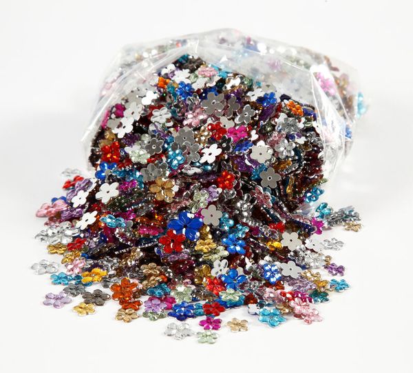 Blumenförmige Glitter, Pailletten Streudekor, Glitzerstaub, bunte Blüten, Dekorations-Glitzer