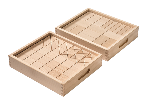 BRUDERHAUS DIAKONIE Holzbausteinwagen mit 230 Fröbelbausteinen, natur oder farbig wählbar (50 mm)