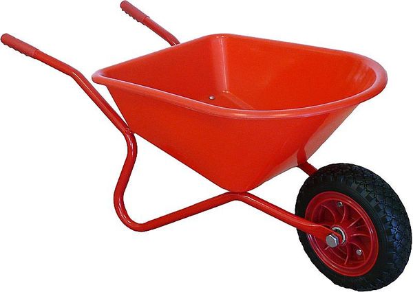 Schubkarre, Wagen, rot, Metallrahmen, Räder