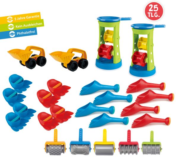 Sand toy, Schnitzspielzeug, Sandformen, Rutscher-Set, Gravelscheiben