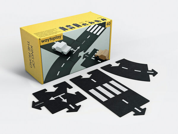 waytoplay Spielstraßenset, 40 Straßenelemente + 8 Verkehsschilder