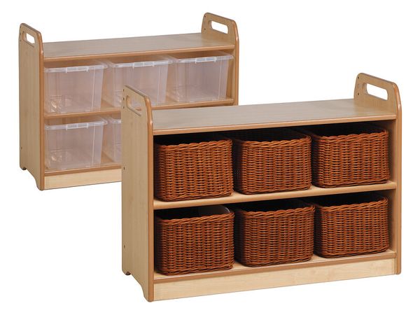 Holzregal, Korbregal, Aufbewahrung, Bambushkorb, Schubladenbox
