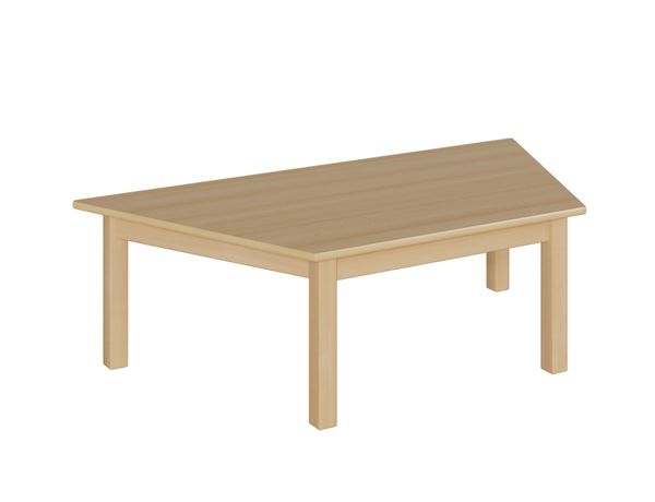 Trapeztisch, 140x70 cm, Dekor Buche, Zarge, Tischbeine aus Holz Trapeztisch, 140x70 cm, Dekor Buche, Zarge, Tischbeine aus Holz