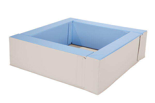 Box, Schaumstoff, gepadded, blauer Innenraum, offen oben