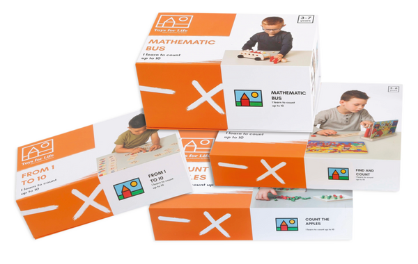Mathematik-Set, Bildungs-Spielzeug, Bus-Spielzeug, Zählspielzeug, Orangene Box