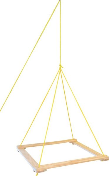 Hängekorb, Holzboden, Seilgestell, Square Frame, Gelb