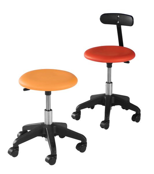 Kunststoffstuhl, Rollhocker, Verstellbar, Farbiger Sitz, Rollbasis