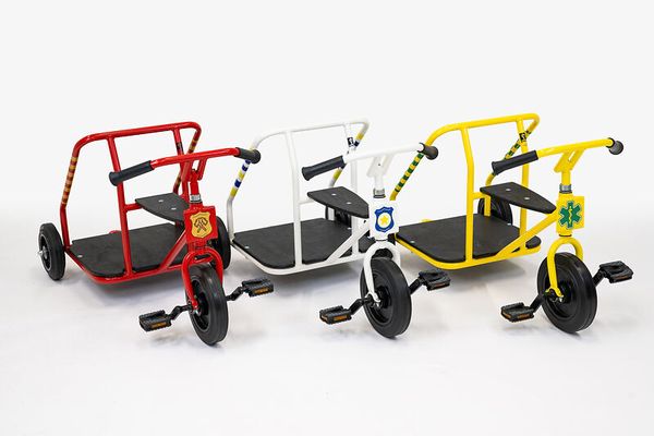 Fahrradanhänger, Kinderfahrrad, Dreirad, Pedale, Farbenrot-yellow