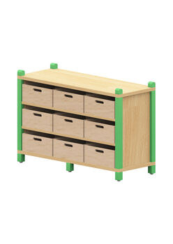 BasicPlus Stollenschrank, mit 9 Materialkästen und 2 festen Böden 