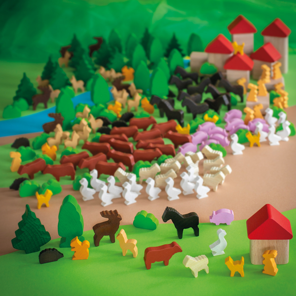 Pferde, Miniaturlandschaft, Häuser, Wald, Kleinteile