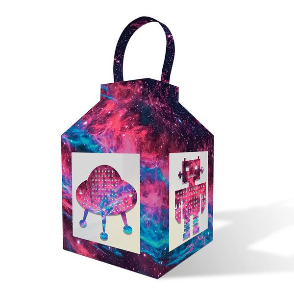 Kartonverpackung, Geschenkbox, Galaxy-Design, Tragegriff, Farbverlauf