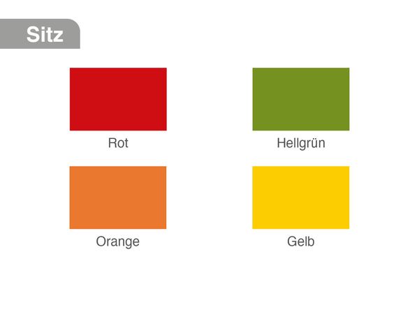 Sitz, Stuhl, Farbflächen, Rot, Hellgrün, Orange, Gelb