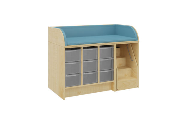 Wickelkommode mit Treppe und 9 Boxen, 145 cm breit 