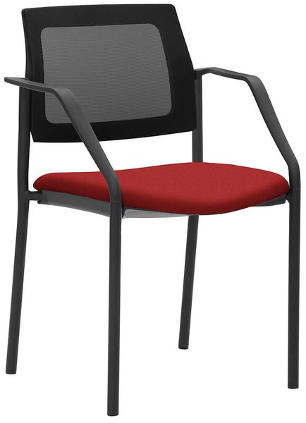 MAYER SITZMÖBEL Stapel-/Konferenzstuhl, Netzrücken schwarz, 4-Fuß schwarz, 2er-Set, Varianten wählbar