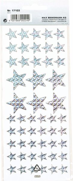 FOLIA Holografische Sticker, Sterne, 102 Stück