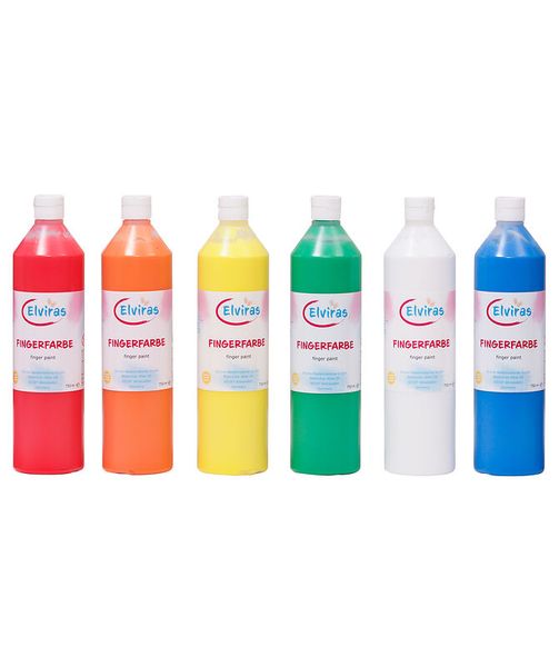 Elviras Fingermalfarbe Grundfarben-Set, 6 x 750 ml