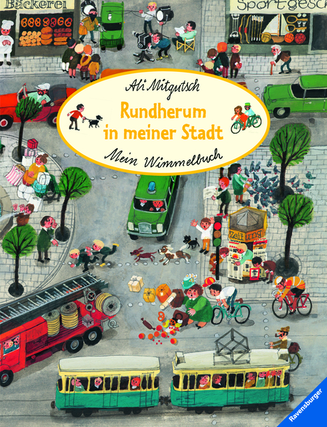 Stadtbild, Straßenszene, Menschen, Verkehr, Wimmelbuch