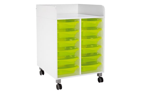 Wickelkommode mit Rollen, 12 Boxen, 70 cm Breite