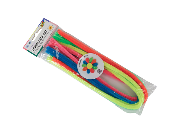 FOLIA Chenilledraht neon, 50 cm lang, Ø 8 mm, 10 Stück, farbig sortiert