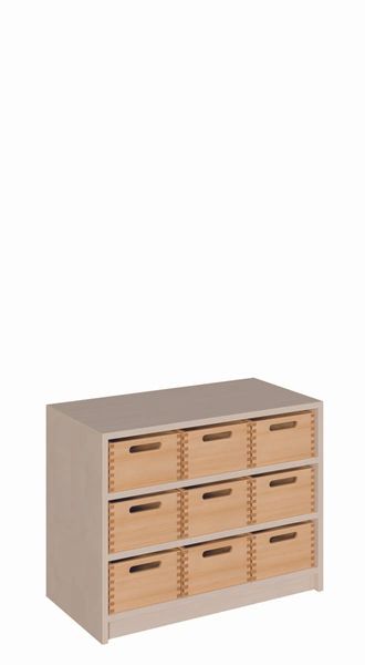 Schrank mit 9 mittleren Massivholzkästen ohne Sichtfenster (B/H/T: 78 x 60 x 40 cm)