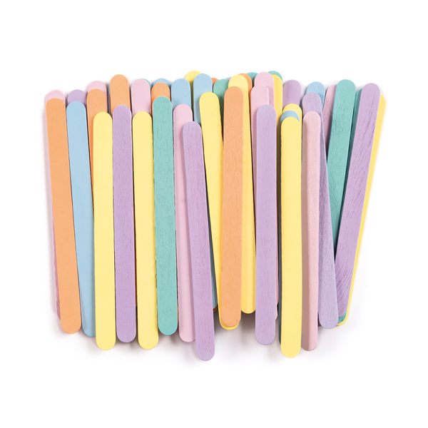 FOLIA Holzstäbchen in Pastellfarben, 114 x 10 mm, 50 Stück