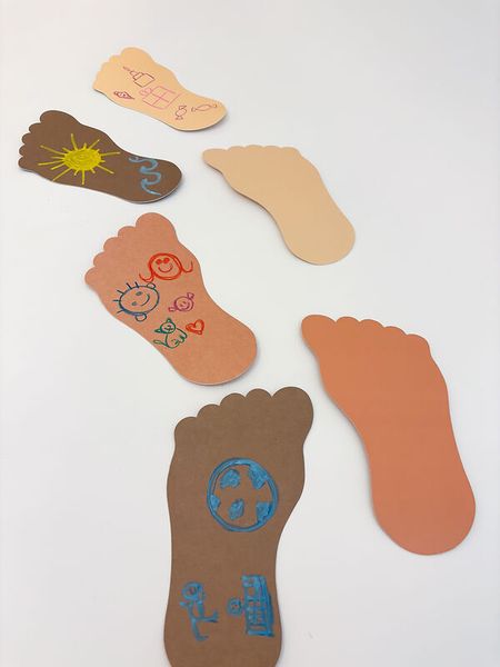 Fußabdruck, Kinderzeichnung, Papier, Kreativset, Sammelset