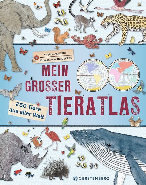 Kinderbuch, Tieratlas, Tierwelt, Weltkugel, Tierillustrationen