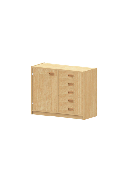 Kombi-Schrank, Holzschrank, Schubladen, Drehtür, Vitrine