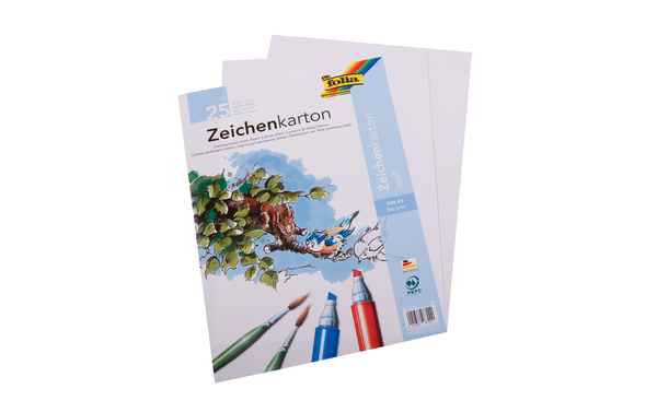 FOLIA Zeichenkarton A3, 200g, weiß, 25 Blatt