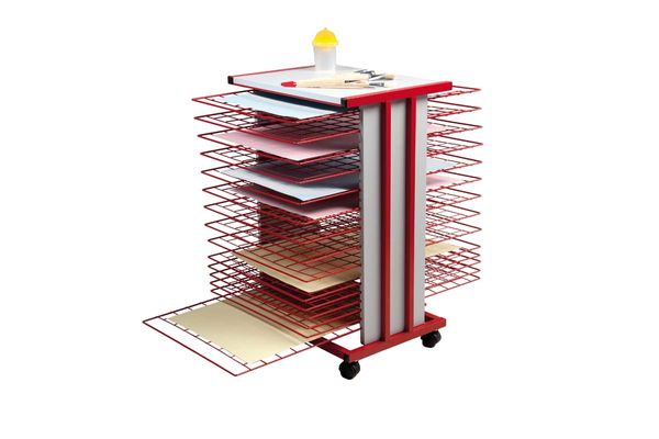 Trockenwagen rot/grau, DIN A2, 25 Trockengitter Trockenwagen rot/grau, DIN A2, 25 Trockengitter