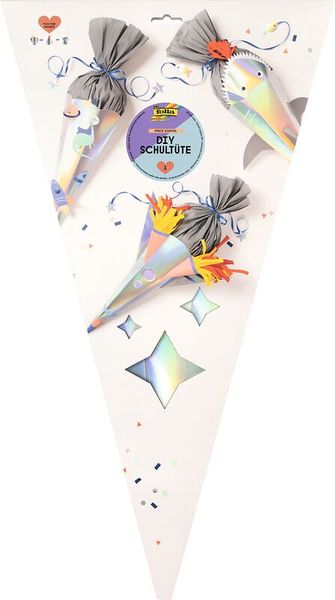 FOLIA Schultüten-Bastelset "Space Dino/Rakete/Hai, irisierend, 68 cm, 1 Set
