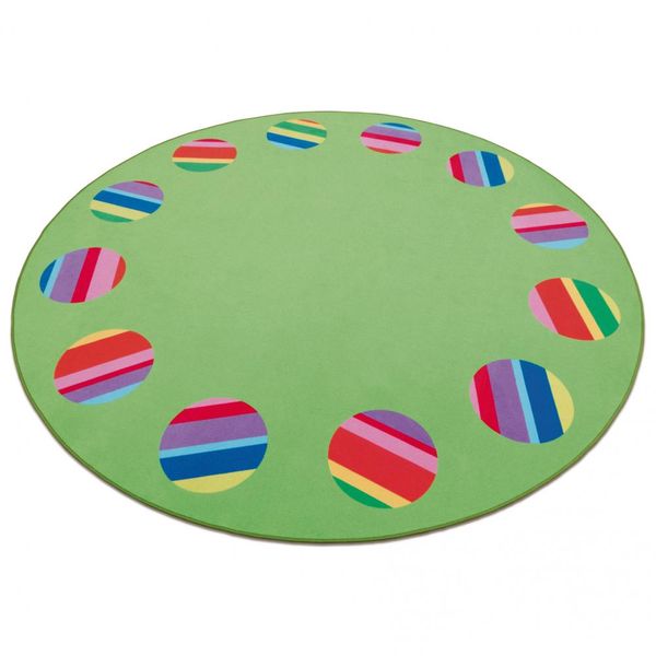 runder Teppich, grün, bunt, Tafelrunde, Spieleteppich