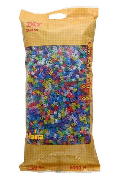 HAMA Beutel mit 6000 Bügelperlen im Glittermix