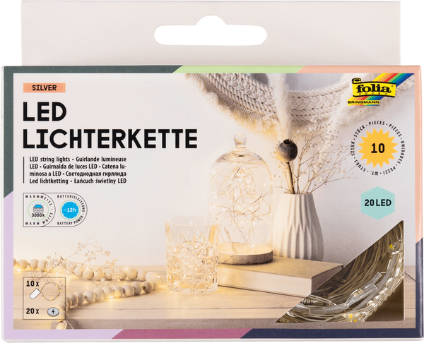 FOLIA LED Mini-Lichterkette, 10 Stück, 2,20 m