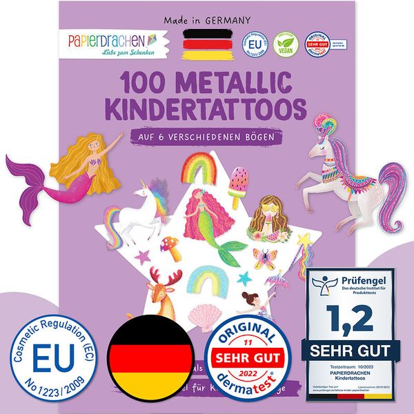 kindersticker, tattoos, papiertattoos, metallic, aufkleber