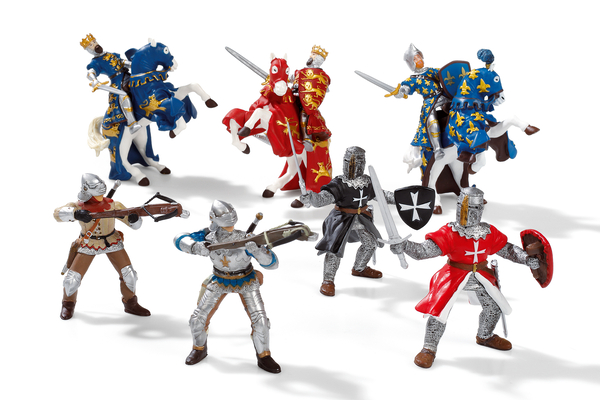 ritterfigurenset, miniaturfiguren, armbrust, schild, robe