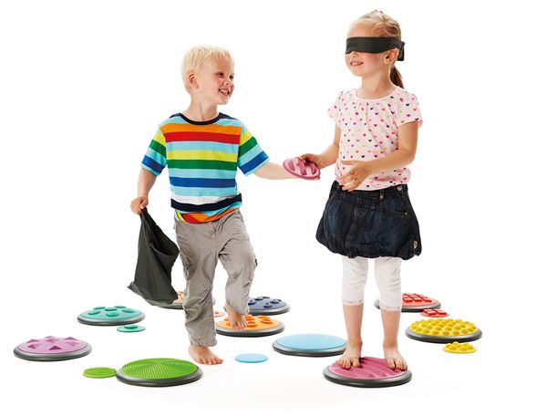 Taktile Scheiben - Komplett Set mit 20 Scheiben, Stoffbeutel + Augenbinde Taktile Scheiben - Komplett Set mit 20 Scheiben, Stoffbeutel + Augenbinde