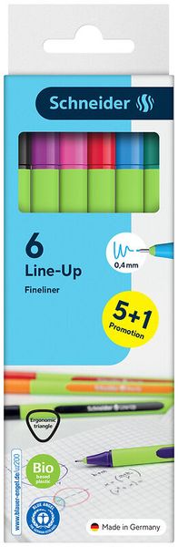 Schneider Fineliner Line-Up, 6er Etui, farbig sortiert, Farbe wählbar