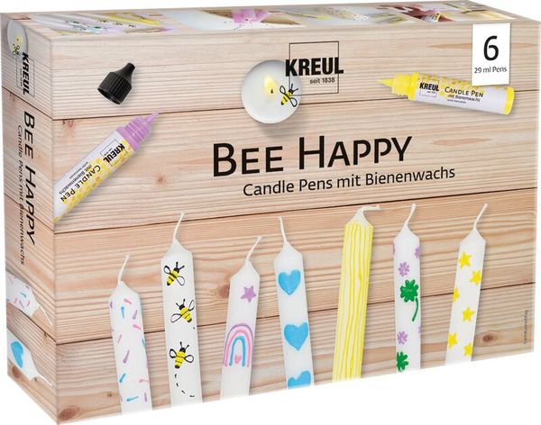 Bienenwachs Kerzen, Stumpen Kerzen, Kerzenbox, 6 Stück, BeHappy
