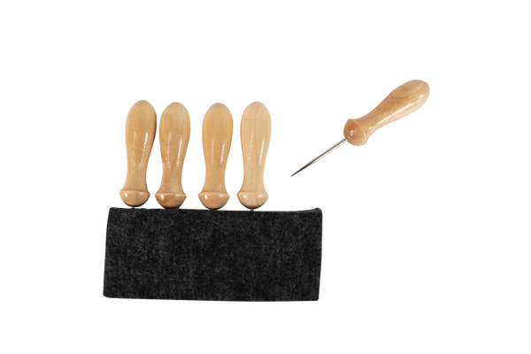 ELVIRAS Prickelnadeln mit Holzgriff "klassisch", L8,5cm, 2mm Nadel, 5 Stück