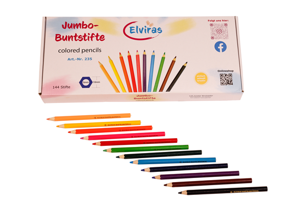 ELVIRAS Jumbo Buntstifte, sechseckig, 144 Stück ELVIRAS Jumbo Buntstifte, sechseckig, 144 Stück
