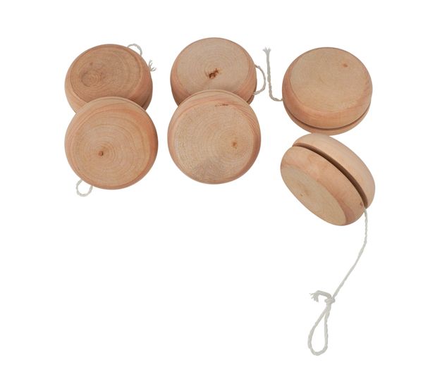 Jo-Jo aus Holz zum Bemalen, 6 Stück Jo-Jo aus Holz zum Bemalen, 6 Stück