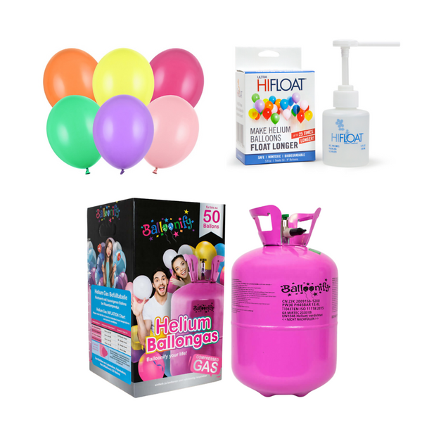 Helium-Set Party inkl. 50 Luftballons & Hi-Float Bunt