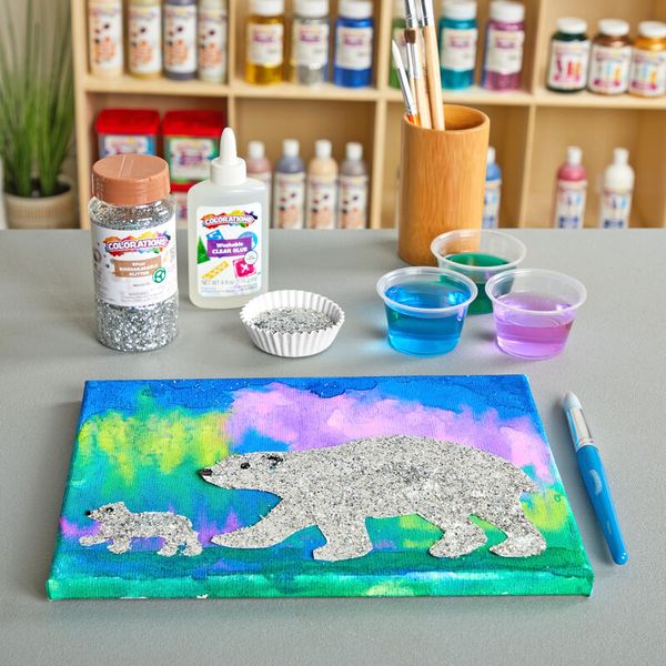 Gemälde, Malen, Acrylfarben, Glitzer, Canvas