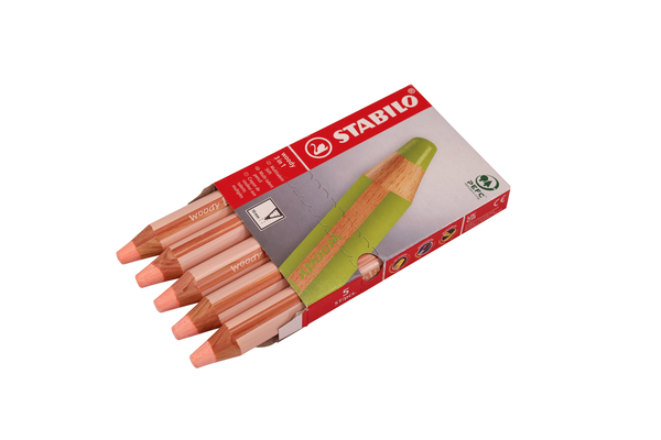STABILO Woody 3in1 Malstifte, 5 Stück, Farbe wählbar