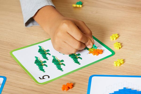 Kartenbild, Lernspiel, Mathespiel, Lego-Steine, Zahlenspiel