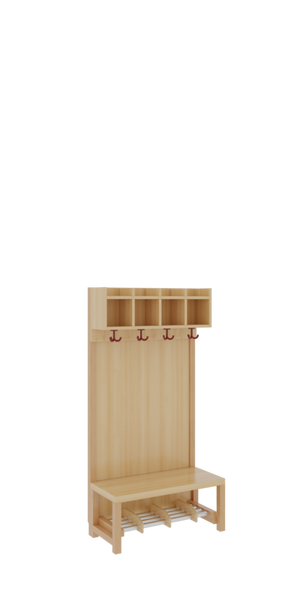 Komplettgarderobe mit Ablagereihe und Aluminiumrost, weiße 3-fach Haken Komplettgarderobe mit Ablagereihe und Aluminiumrost, weiße 3-fach Haken